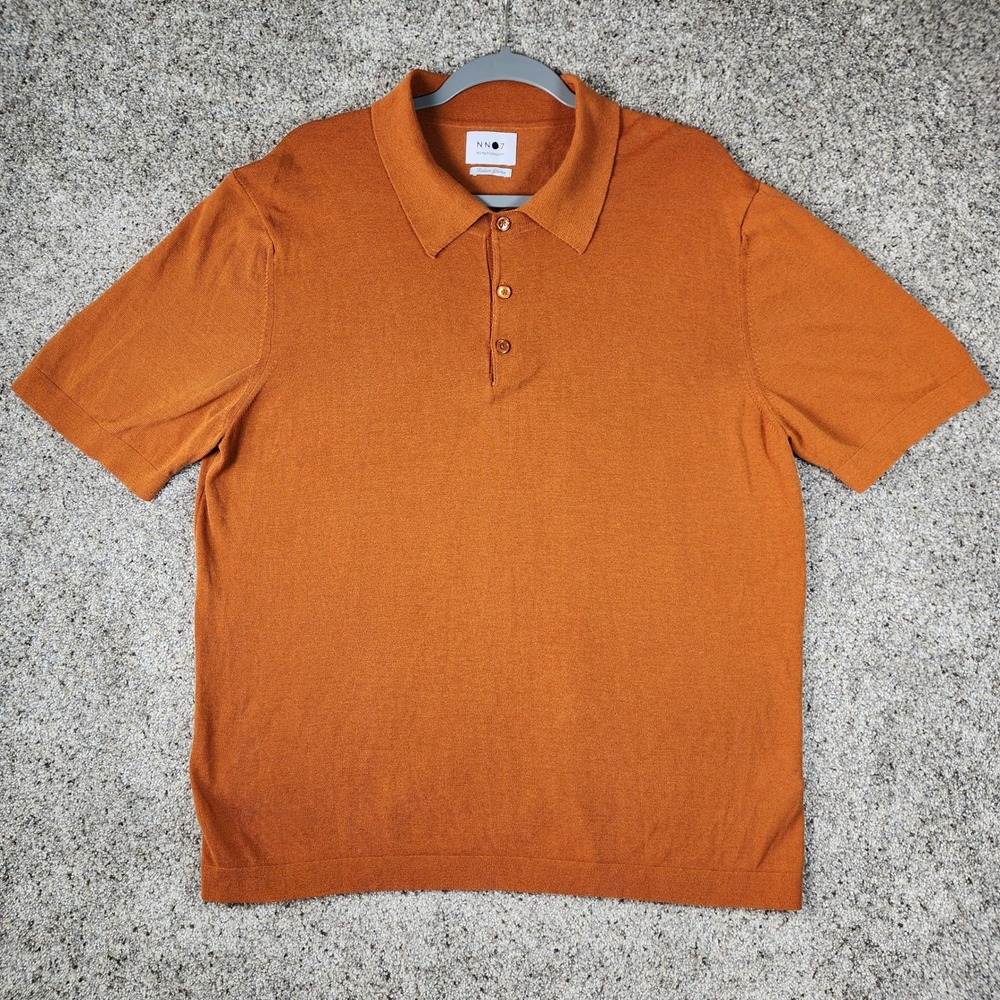 NN07 Knit Polo Shirt Mens XXL Orange Italian Yarns Short Sleeve Excellent